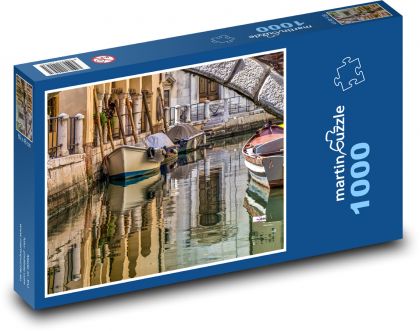 Lodě na kanálu v Benátkách - puzzle 1000 dílků