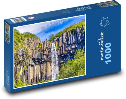 Vodopád padajúci zo skaly - Puzzle 1000 dielikov, rozmer 60x46 cm