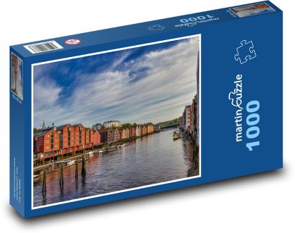 Norwegian city by the river - Puzzle 1000 pieces, size 60x46 cm 