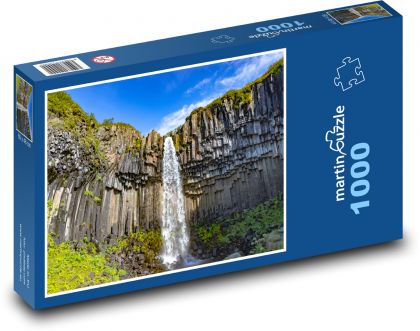 vodopád, Island - Puzzle 1000 dílků, rozměr 60x46 cm