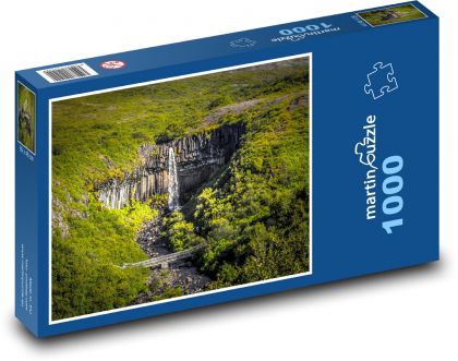 Island - vodopád - Puzzle 1000 dílků, rozměr 60x46 cm