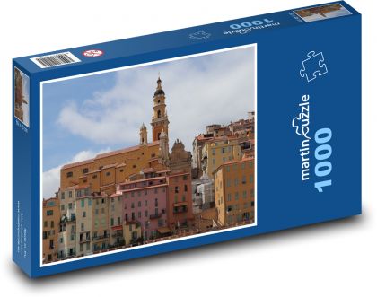 Kostol, veža, domy - Puzzle 1000 dielikov, rozmer 60x46 cm