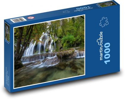 Kaskádový vodopád v lese - Puzzle 1000 dielikov, rozmer 60x46 cm