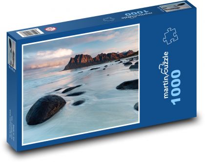Pláž, moře, kámen - Puzzle 1000 dílků, rozměr 60x46 cm