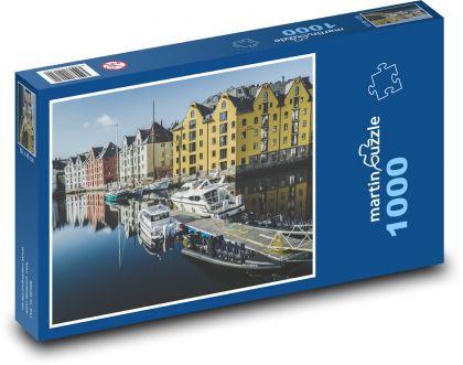 Colorful harbor of Norway - Puzzle 1000 pieces, size 60x46 cm 