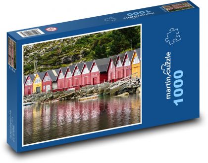 Norsko - rybářské domy - Puzzle 1000 dílků, rozměr 60x46 cm