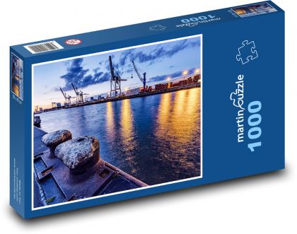 Německo - Hamburg, přístav - Puzzle 1000 dílků, rozměr 60x46 cm