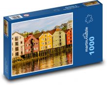 Norsko – Trondheim, staré sklady Puzzle 1000 - 60x46 cm