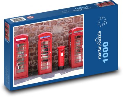 United Kingdom - telephone boxes - Puzzle 1000 pieces, size 60x46 cm 