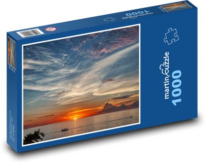 Zachodzące słońce za powierzchnią morza - Puzzle 1000 elementów, rozmiar 60x46 cm