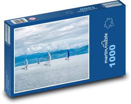 Plachetnica, jazero - Puzzle 1000 dielikov, rozmer 60x46 cm