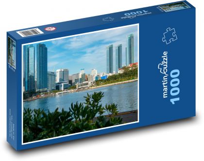 Modern city by the river Pusan, Korea - Puzzle 1000 pieces, size 60x46 cm 