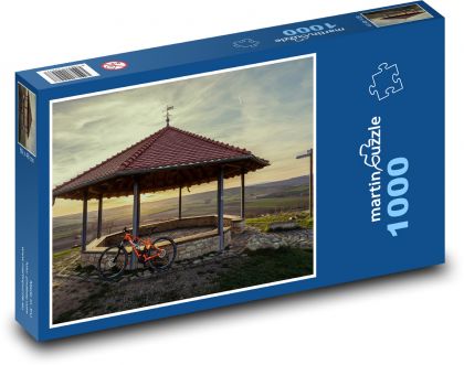 Vyhliadkový altánok s červenou strechou - Puzzle 1000 dielikov, rozmer 60x46 cm
