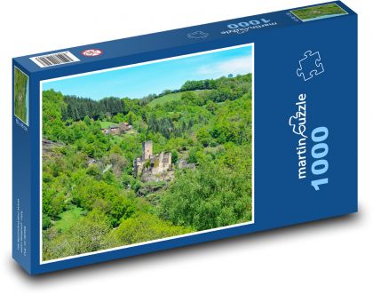 Zabudnutý hrad v lese - Puzzle 1000 dielikov, rozmer 60x46 cm