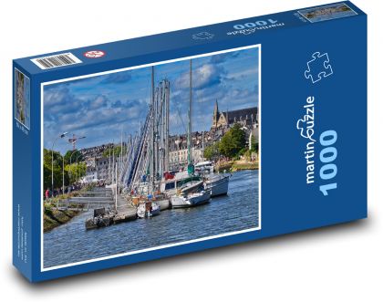 Přístav, plachetnice - Puzzle 1000 dílků, rozměr 60x46 cm