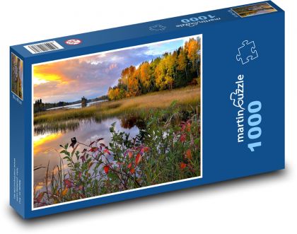 Jesienne słońce nad jeziorem - Puzzle 1000 elementów, rozmiar 60x46 cm