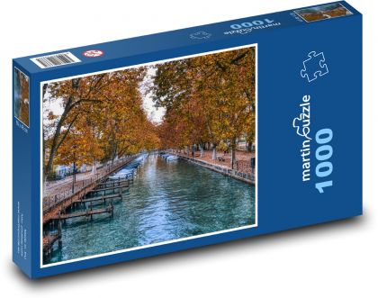 Kanał romantyczny jesienią - Puzzle 1000 elementów, rozmiar 60x46 cm