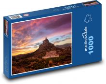 Západ slnka nad kamenným hradom Puzzle 1000 dielikov - 60 x 46 cm 