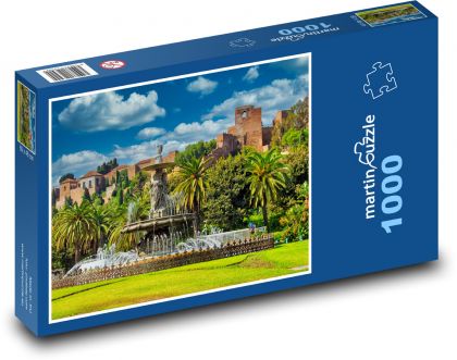 Španělsko - Malaga, kašna - Puzzle 1000 dílků, rozměr 60x46 cm
