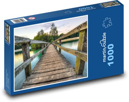 Most, jezero, příroda - Puzzle 1000 dílků, rozměr 60x46 cm