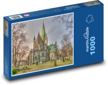 Katedrála v Norsku, Trondheim  Puzzle 1000 dílků - 60 x 46 cm