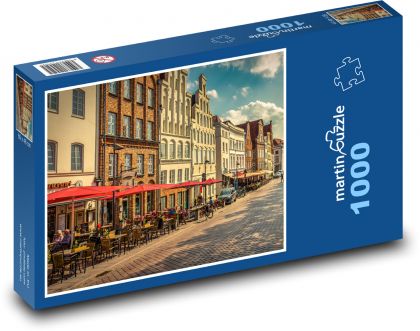 Německo - Lübeck, kavárny - Puzzle 1000 dílků, rozměr 60x46 cm