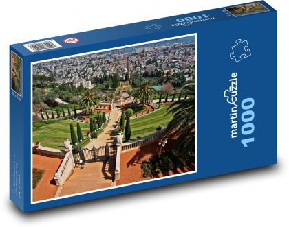 Záhrady na terase s výhľadom na mesto - Puzzle 1000 dielikov, rozmer 60x46 cm