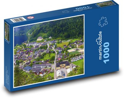 Rakúsko - Alpské mestečko - Puzzle 1000 dielikov, rozmer 60x46 cm