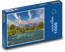 Hory, rieka, príroda Puzzle 1000 dielikov - 60 x 46 cm 