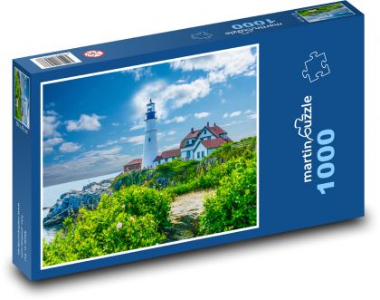 Maják, pobřeží - Puzzle 1000 dílků, rozměr 60x46 cm