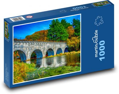 Autumn, river, bridge - Puzzle 1000 pieces, size 60x46 cm 