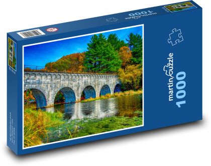 Stone bridge over the river, autumn - Puzzle 1000 pieces, size 60x46 cm 