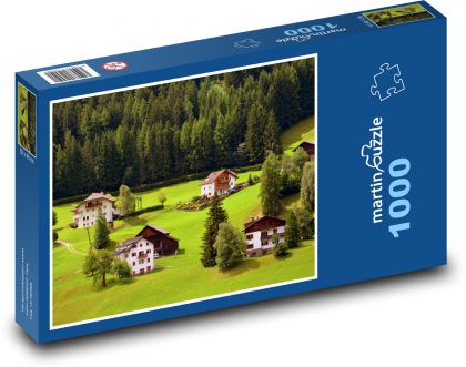 Alpská stavení - Puzzle 1000 dílků, rozměr 60x46 cm