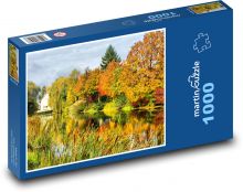 Podzim, jezero Puzzle 1000 dílků - 60 x 46 cm
