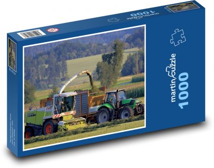 Traktor, kombajn, žně - Puzzle 1000 dílků, rozměr 60x46 cm
