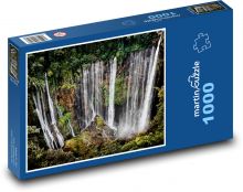 Tropické vodopády v džungli Puzzle 1000 dílků - 60 x 46 cm