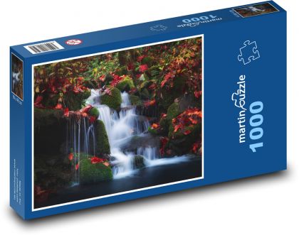 Vodopád, podzim - Puzzle 1000 dílků, rozměr 60x46 cm