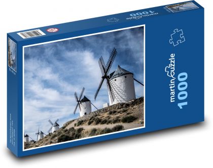 Španělsko - větrné mlýny - Puzzle 1000 dílků, rozměr 60x46 cm