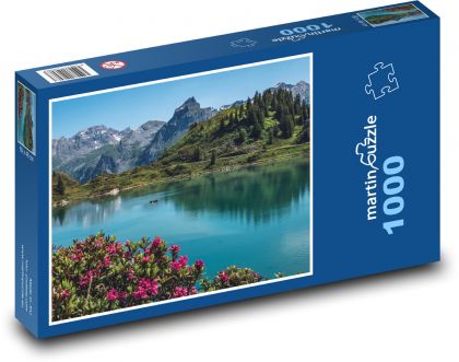 Góry, jezioro, przyroda - Puzzle 1000 elementów, rozmiar 60x46 cm
