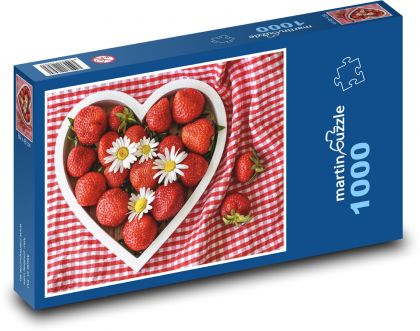 Jahody, srdce - Puzzle 1000 dielikov, rozmer 60x46 cm
