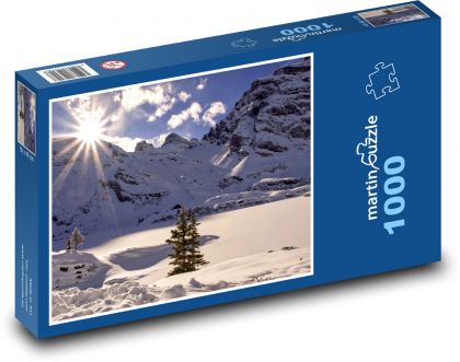 Hory, sníh - Puzzle 1000 dílků, rozměr 60x46 cm