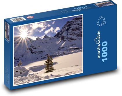 Mountain landscape under snow - Puzzle 1000 pieces, size 60x46 cm 