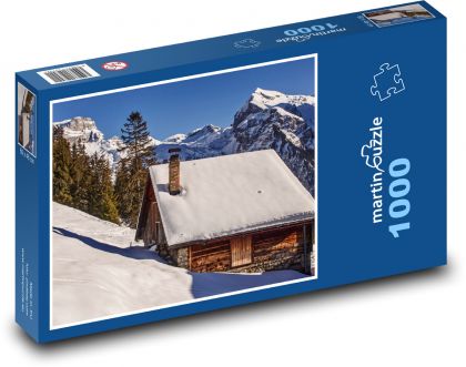 Horská chata - Puzzle 1000 dílků, rozměr 60x46 cm