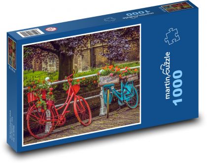 Barevná kola u kanálu - puzzle 1000 dílků