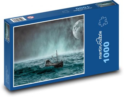 Fantasy - loď, moře, měsíc - Puzzle 1000 dílků, rozměr 60x46 cm