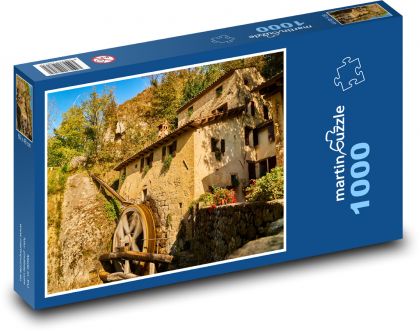Itálie - vodní mlýn - Puzzle 1000 dílků, rozměr 60x46 cm