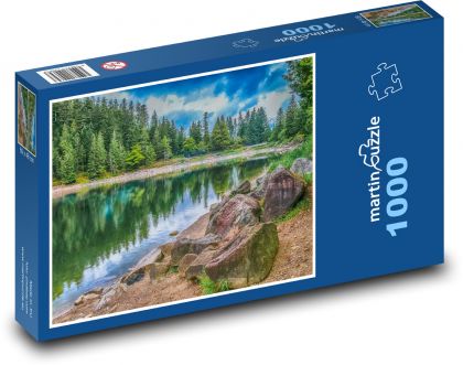 Francie, krajina, jezero - Puzzle 1000 dílků, rozměr 60x46 cm