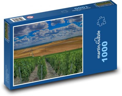 Krajobraz winnic szampana - Puzzle 1000 elementów, rozmiar 60x46 cm