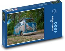 Modrý retro autobus Puzzle 1000 dielikov - 60 x 46 cm 