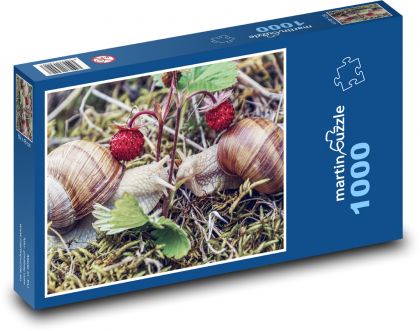 Slimák, jahody - Puzzle 1000 dielikov, rozmer 60x46 cm